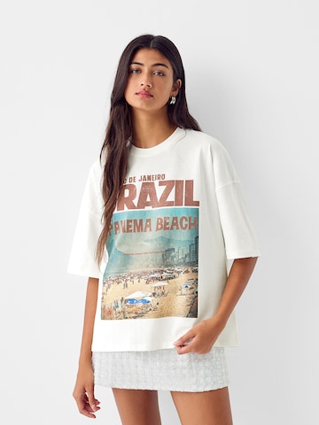 Bershka Tričko – béžová: přední strana