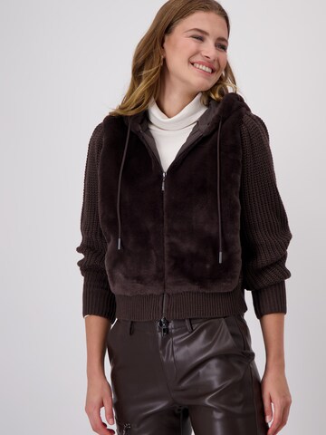 monari Gebreid vest in Bruin: voorkant
