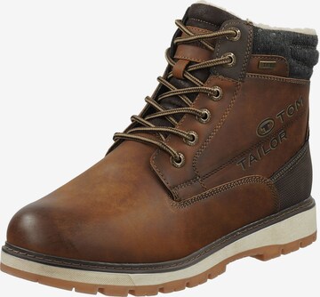 TOM TAILOR Lace-Up Boots in Brown: front