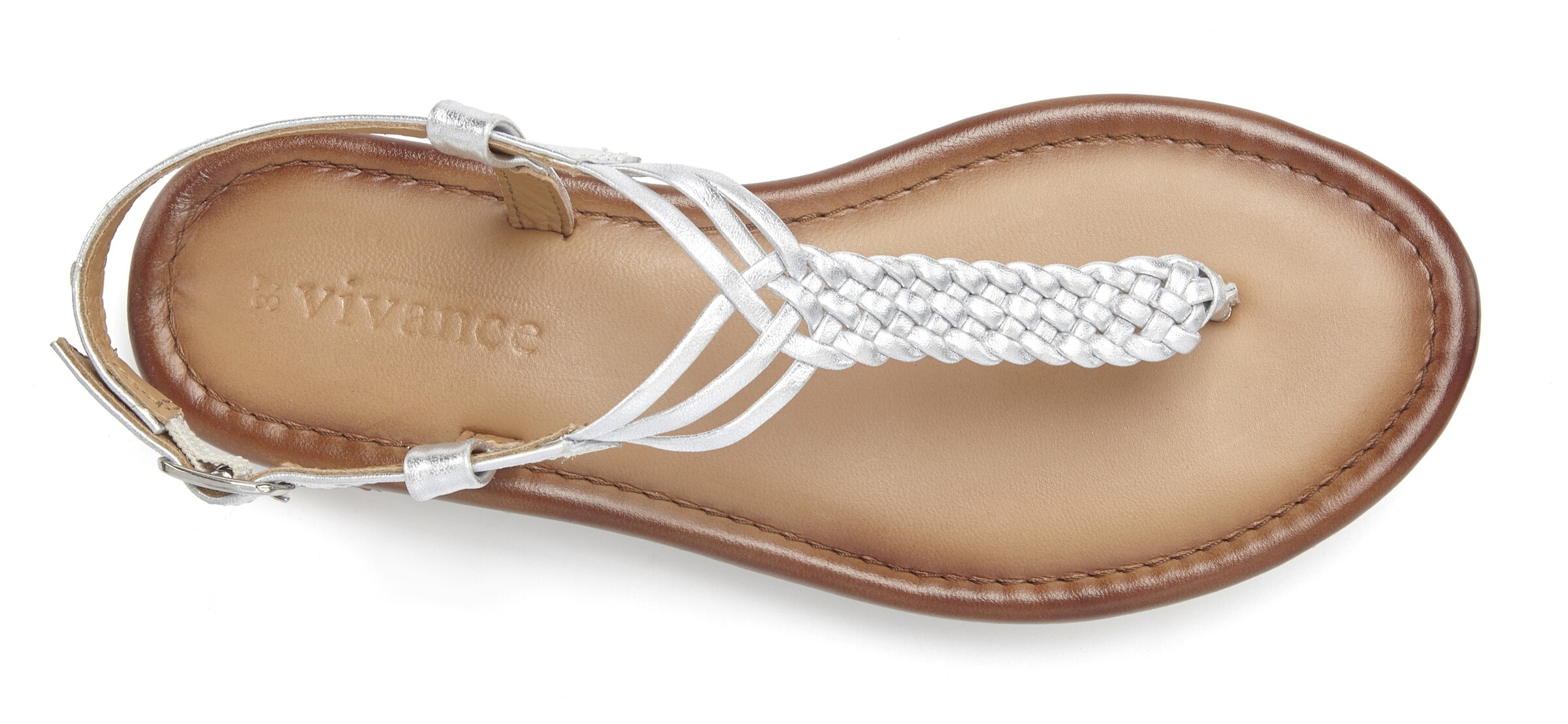 VIVANCE T-Bar Sandals in Silver