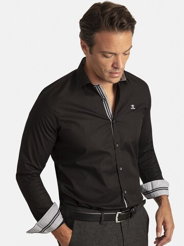 Sir Raymond Tailor Regular fit Button Up Shirt 'Kumba' in Black