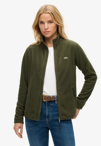 Superdry Fleece jas in Groen: voorkant