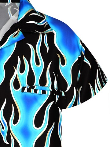 King Kameha Shirt 'Flames Wild' in Blau