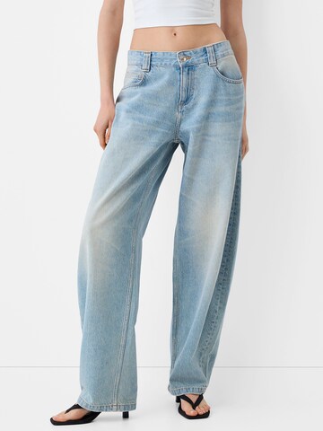 Wide leg Jeans de la Bershka pe albastru