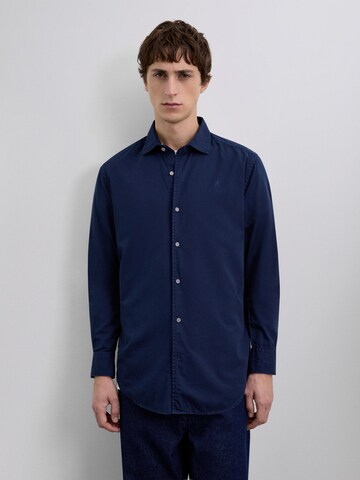 Scalpers Regular fit Overhemd 'Nos Seatle K' in Blauw: voorkant