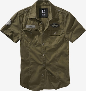Brandit Regular fit Button Up Shirt 'Luis' in Green: front
