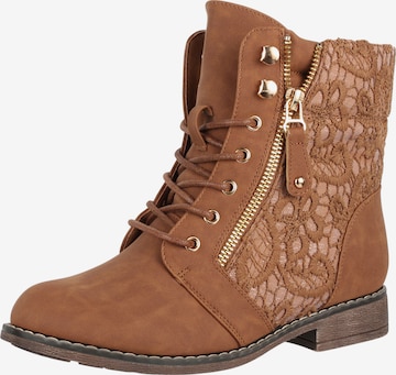 Elara Snørestøvletter i beige: forside