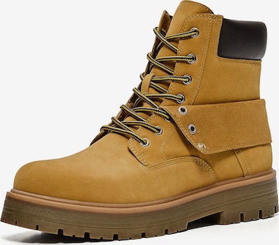 Bershka Čizme na vezanje veličine 40 u boja devine dlake (camel) / čokolada, Pregled proizvoda