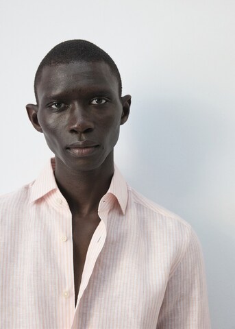 MANGO MAN Slim fit Button Up Shirt 'Sular' in Orange