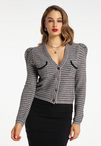 faina Knit Cardigan in Grey: front