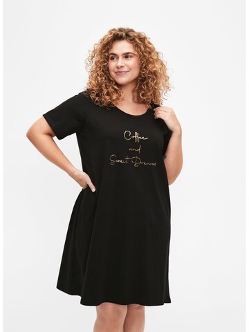 Zizzi - Camiseta de noche 'Mally' en negro: frente