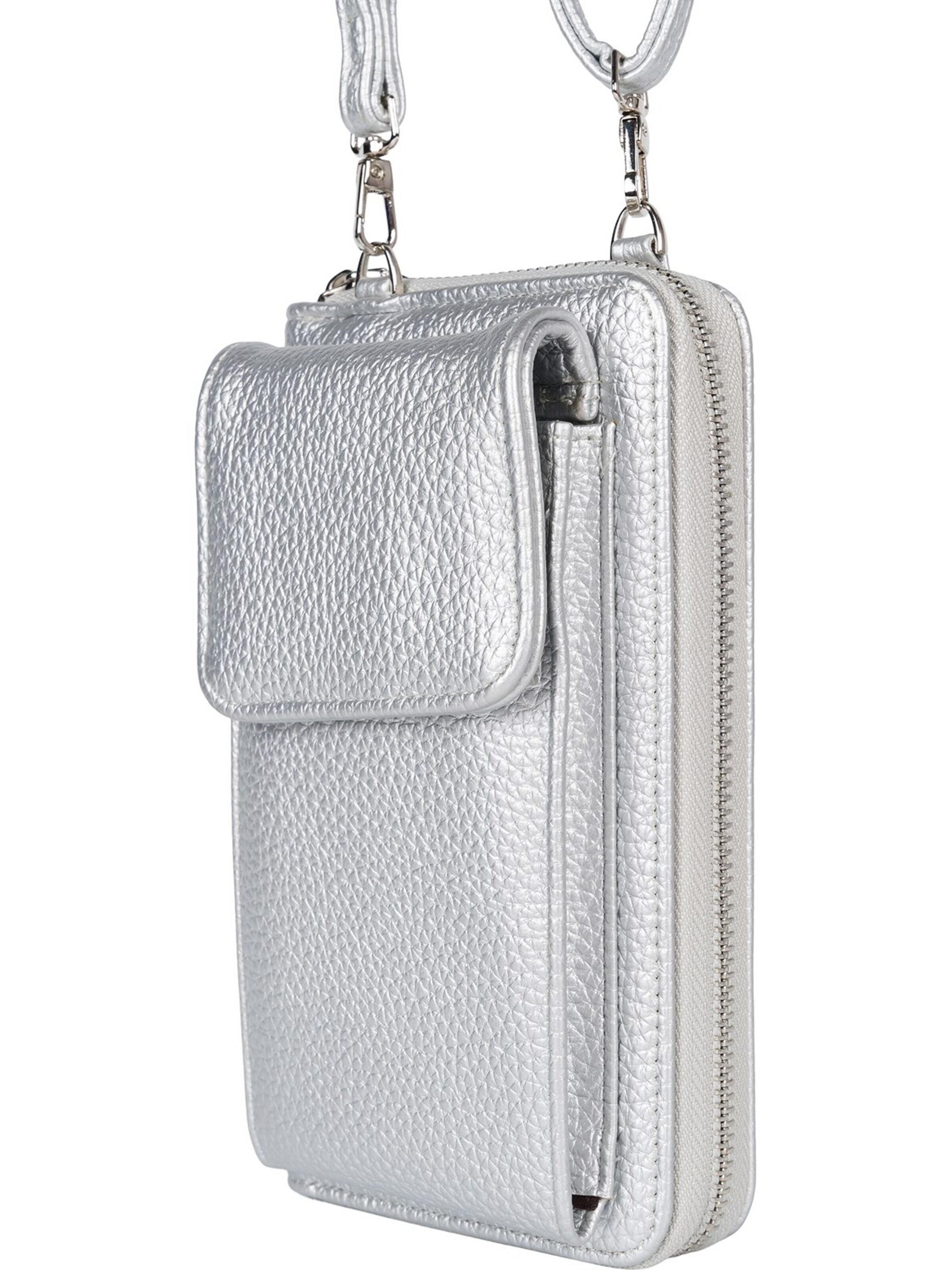 styleBREAKER Crossbody bag 'Umhängetasche mit Handyfach und RFID Schutz' in Silver