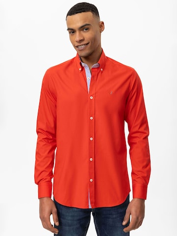 By Diess Collection Regular fit Button Up Shirt in Red: front