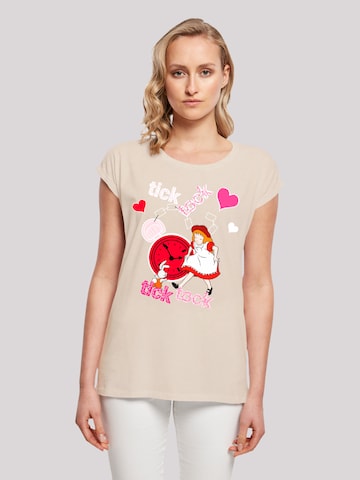F4NT4STIC Shirt 'Alice im Wunderland Tick Tock' in Beige: Vorderseite