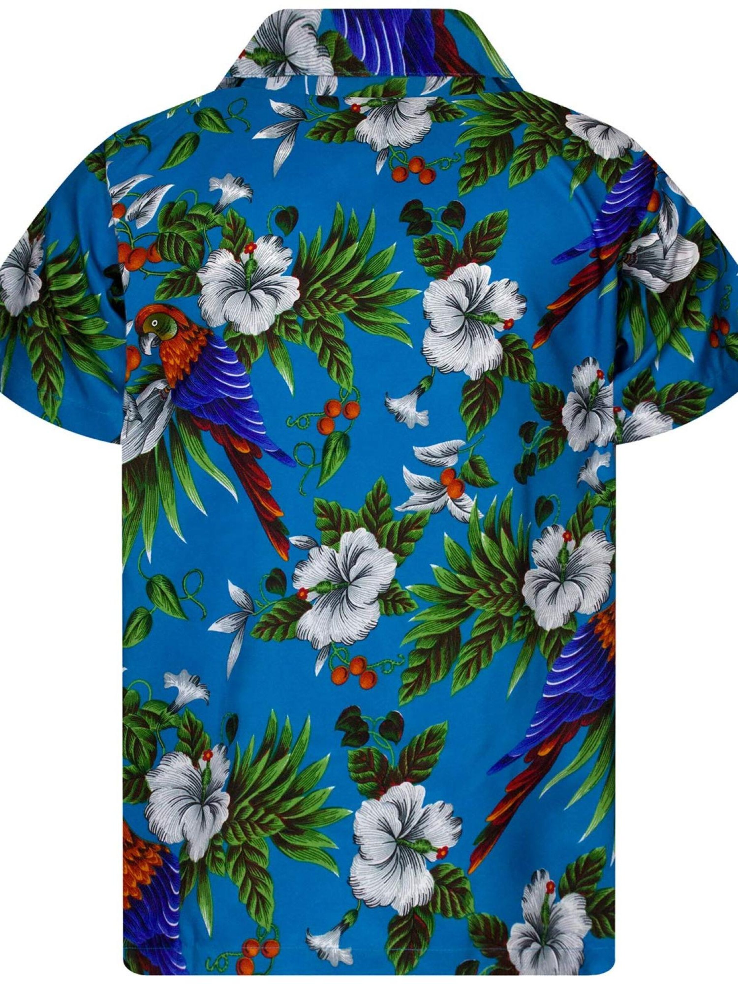 King Kameha Regular Fit Hemd 'Cherryparrot'‌‌‌‌‌‌‌‌ in Blau