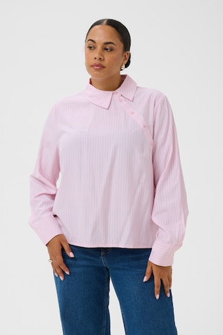 KAFFE CURVE Blouse in Roze: voorkant