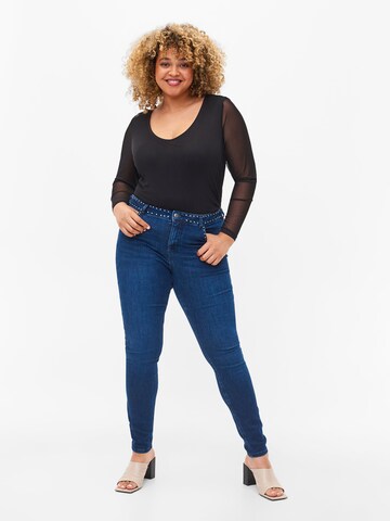 Zizzi Skinny Jeans 'AMY' in Blauw: voorkant