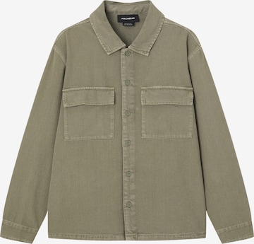 Pull&Bear Comfort fit Button Up Shirt in Green: front