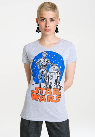 LOGOSHIRT T-Shirt 'R2-D2 & C-3PO' in Grau: predná strana