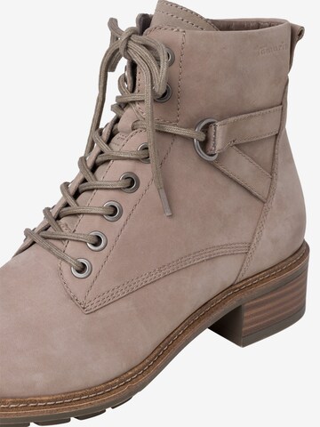 TAMARIS Lace-Up Ankle Boots in Beige