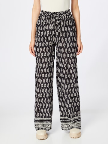 Lollys Laundry Wide leg Broek 'Rita' in Zwart: voorkant