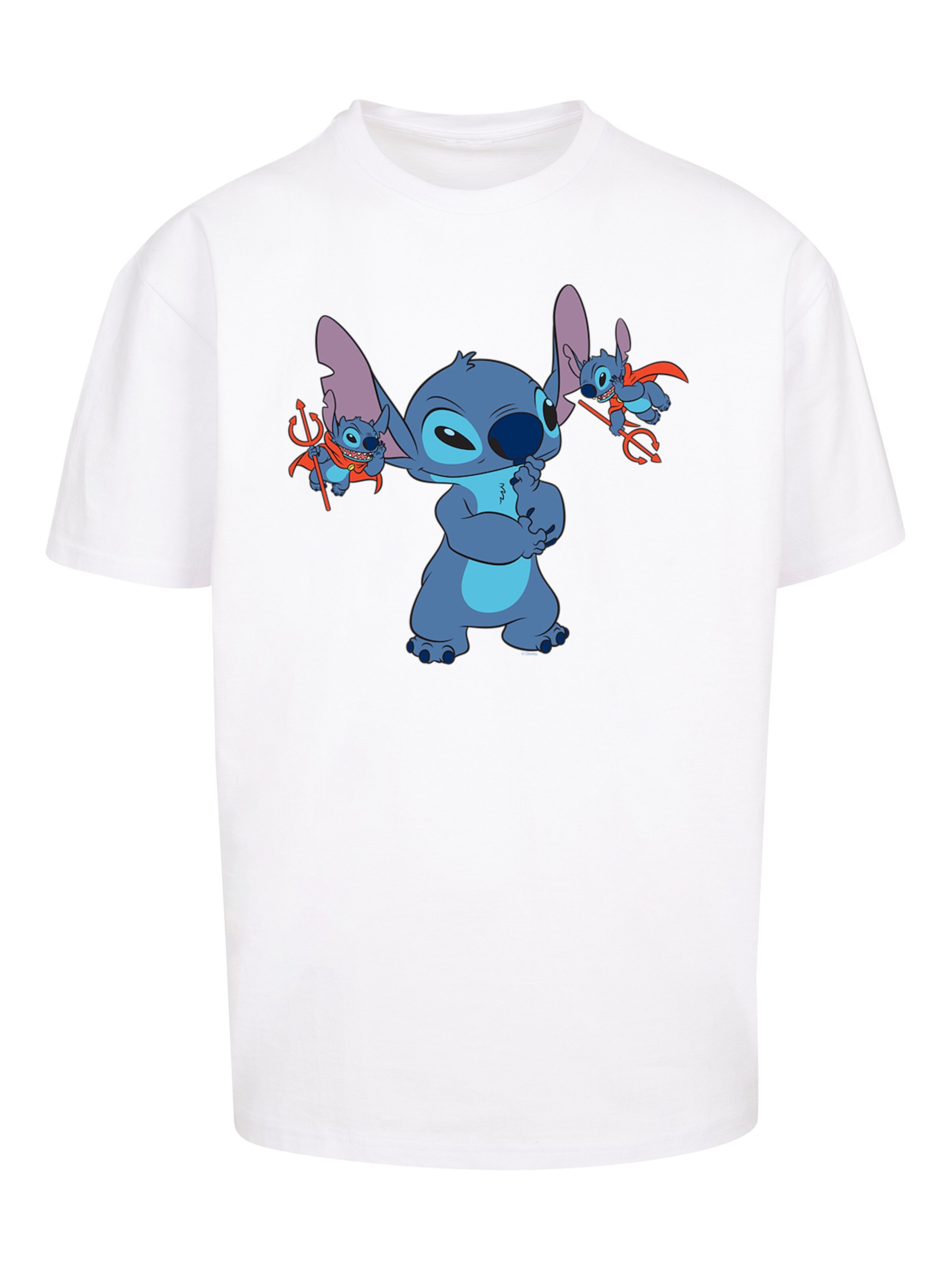 T-Shirt 'Disney Lilo And Stitch Little Devils' F4NT4STIC en blanc : devant