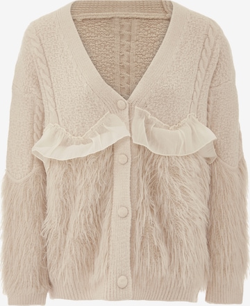 caspio Knit Cardigan in Beige: front