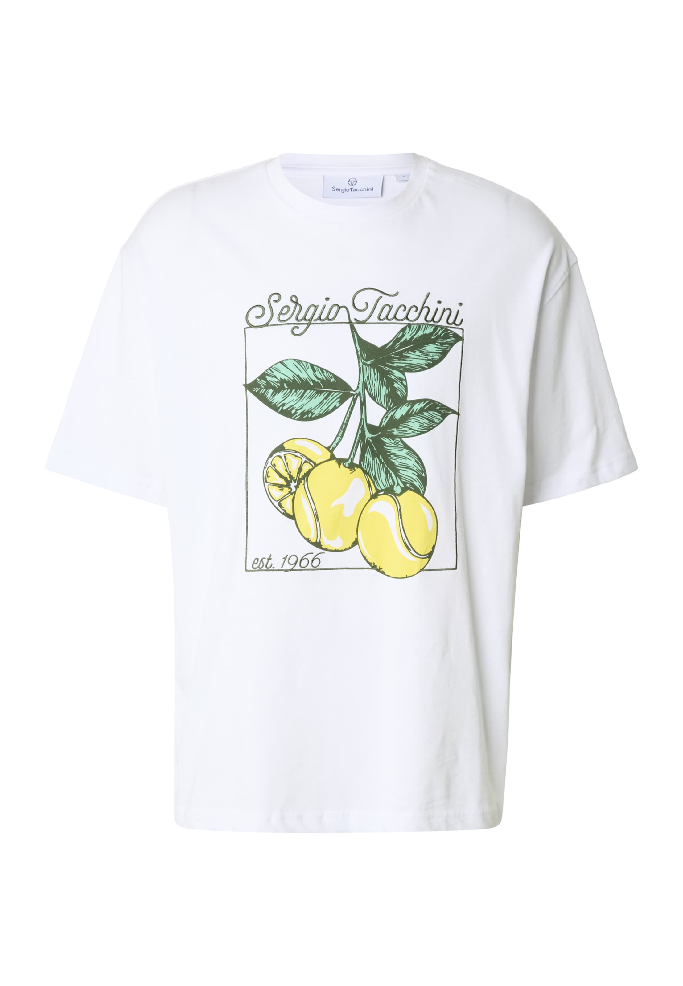 Sergio Tacchini T-Shirt 'Sorrento' en citron vert / vert foncé / blanc, Vue avec produit
