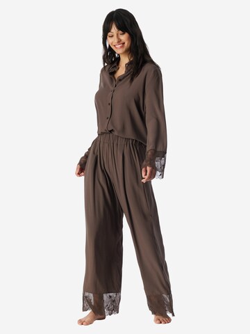 SCHIESSER Pyjama 'Modern Lace'‌‌‌‌‌‌‌‌‌‌ in Braun
