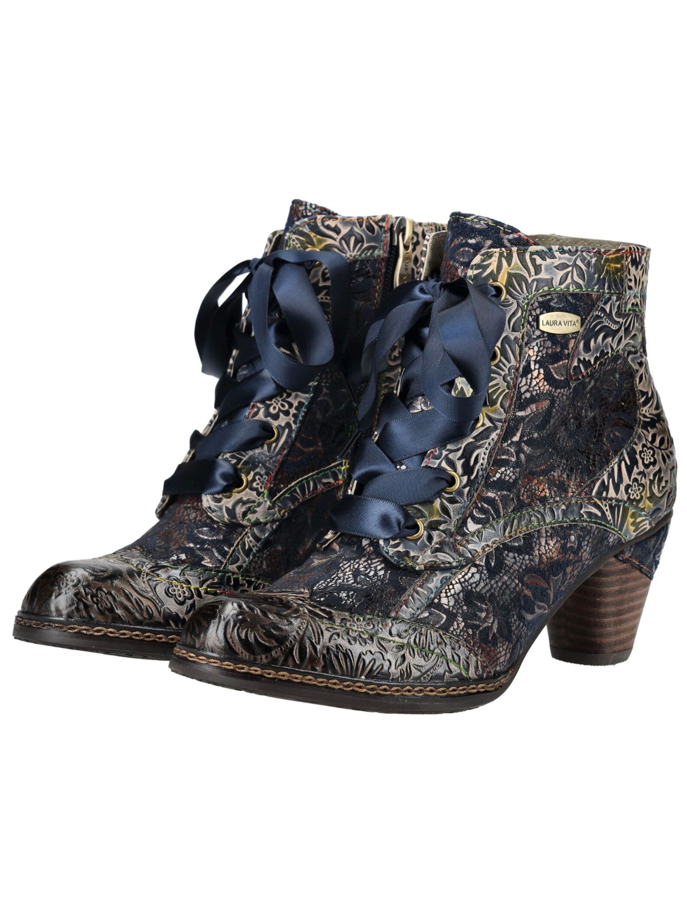 Laura Vita Lace-Up Ankle Boots in Blue