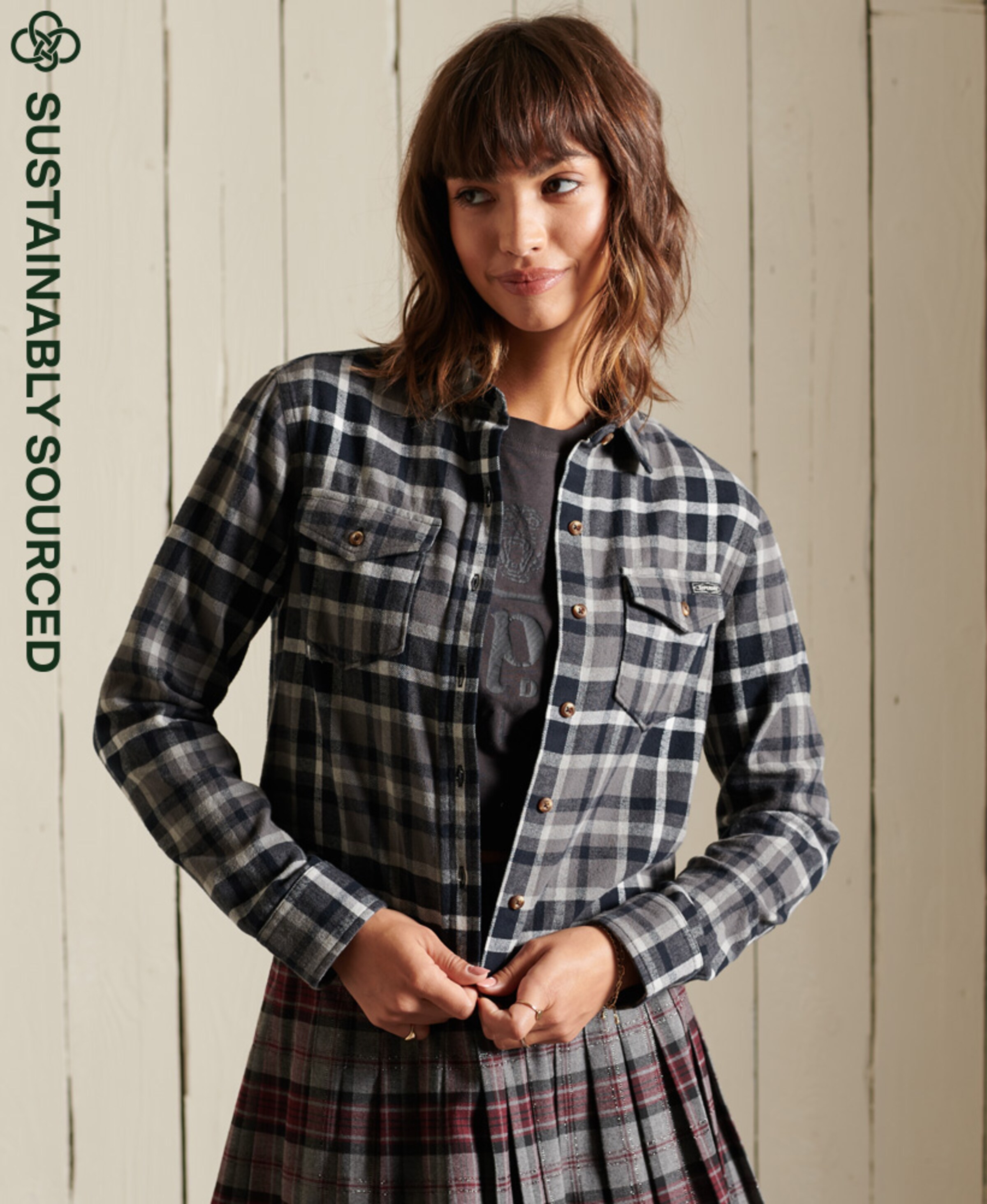 Frauen Große Größen Superdry Bluse in Blau - FK31950 Frauen Große Größen Superdry Bluse in Blau - FK31950
