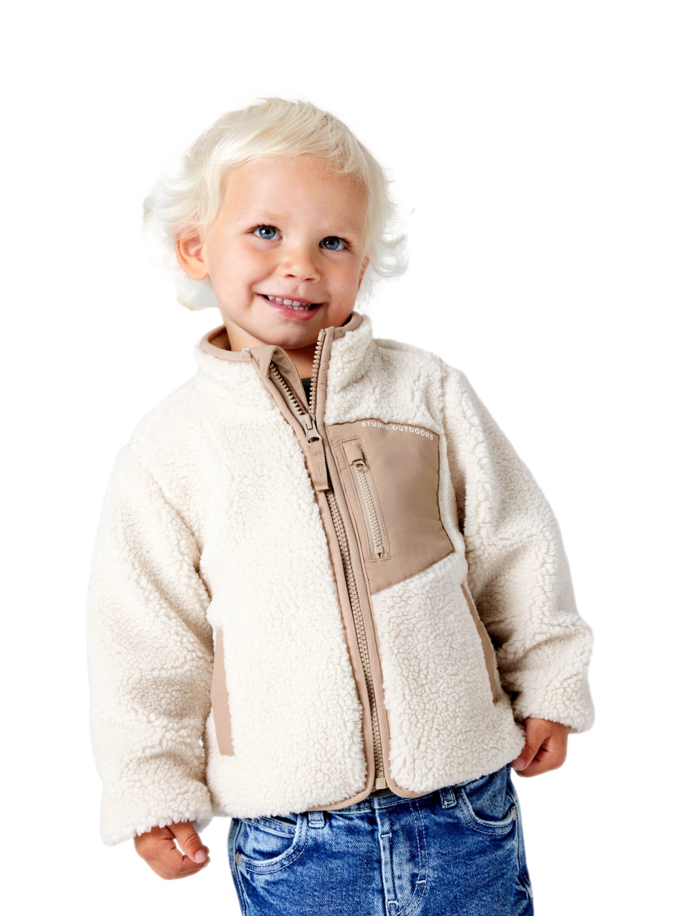 NAME IT Fleece jacket 'Mattia' in Beige: front