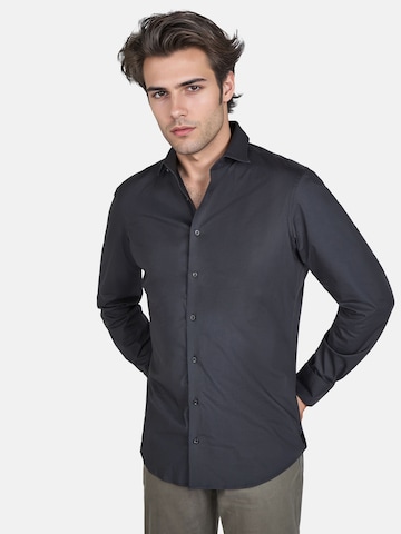 Coupe slim Chemise business PIERRE CARDIN en bleu : devant
