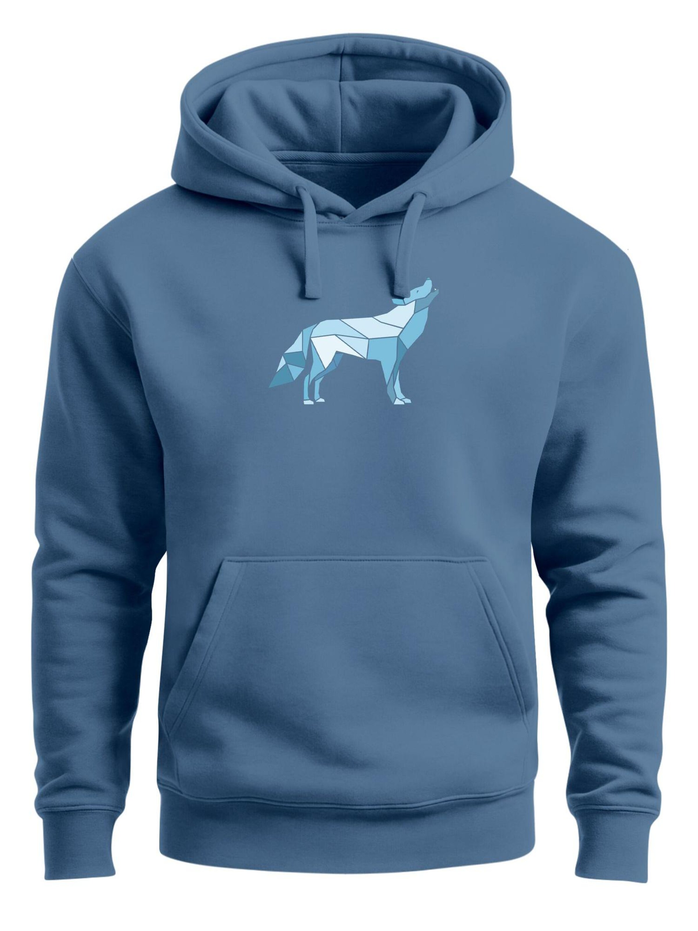 Neverless Sweatshirt 'Polygon Wolf Blau'‌‌‌‌‌‌‌‌‌ in Blau: Vorderseite