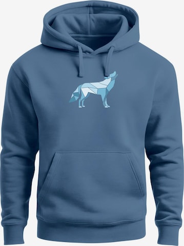Neverless Sweatshirt 'Polygon Wolf Blau' in Blau: Vorderseite