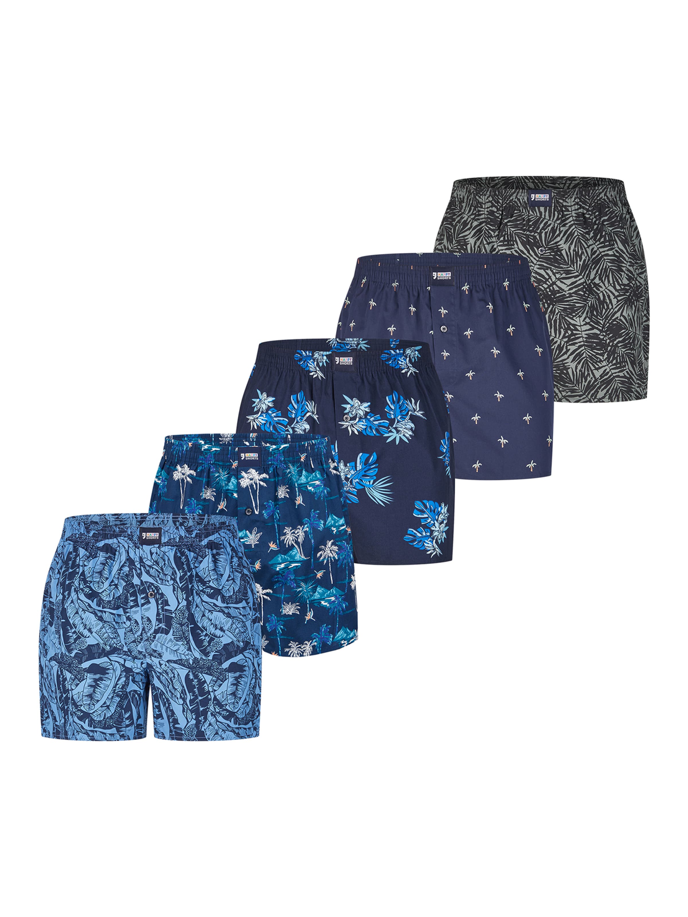 Happy Shorts Boxershorts ' Motiv Mix ' in Blauw: voorkant