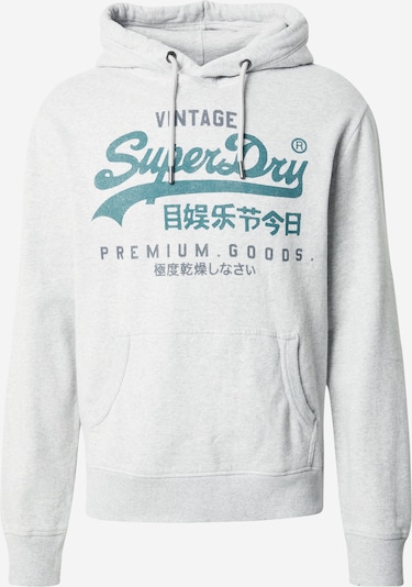 Superdry Sweater majica 'Duo Classic' u tamo siva / siva melange / petrol, Pregled proizvoda