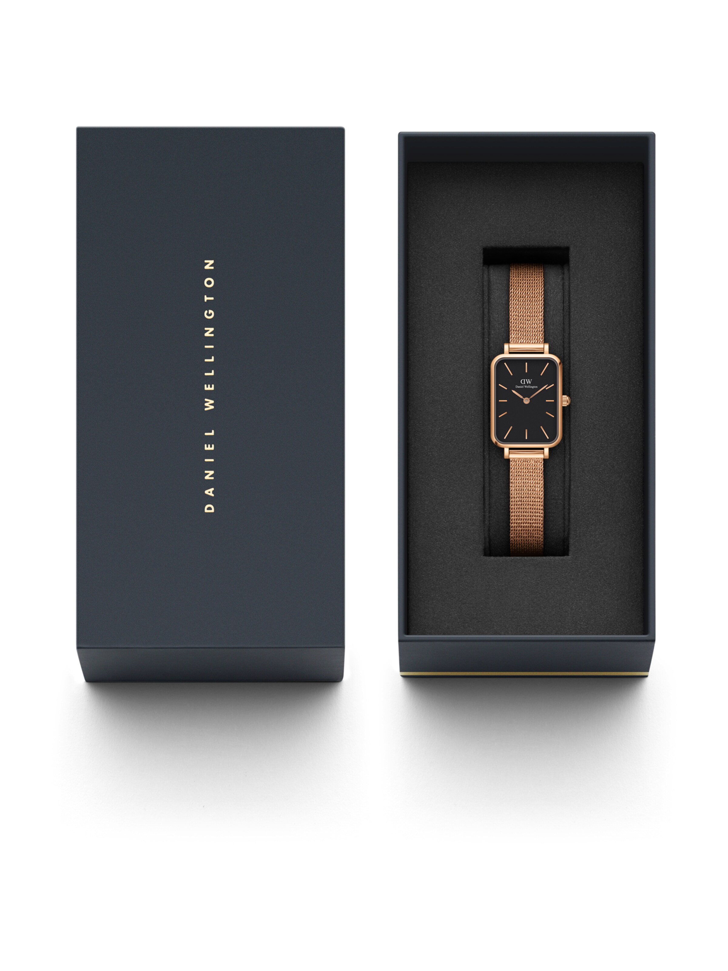 Daniel Wellington Analog watch 'Quadro Pressed Melrose RG Black' in Gold