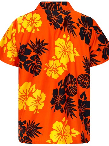 King Kameha Shirt 'Mono Hibiscus' in Orange