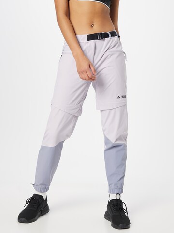 ADIDAS TERREX - Tapered Calças de desporto 'Utilitas Zip-Off' em branco: frente