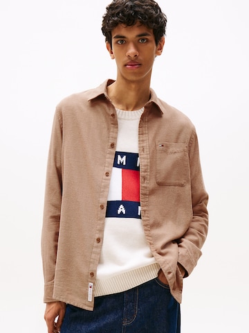 Tommy Jeans Regular Fit Hemd in Beige: Vorderseite