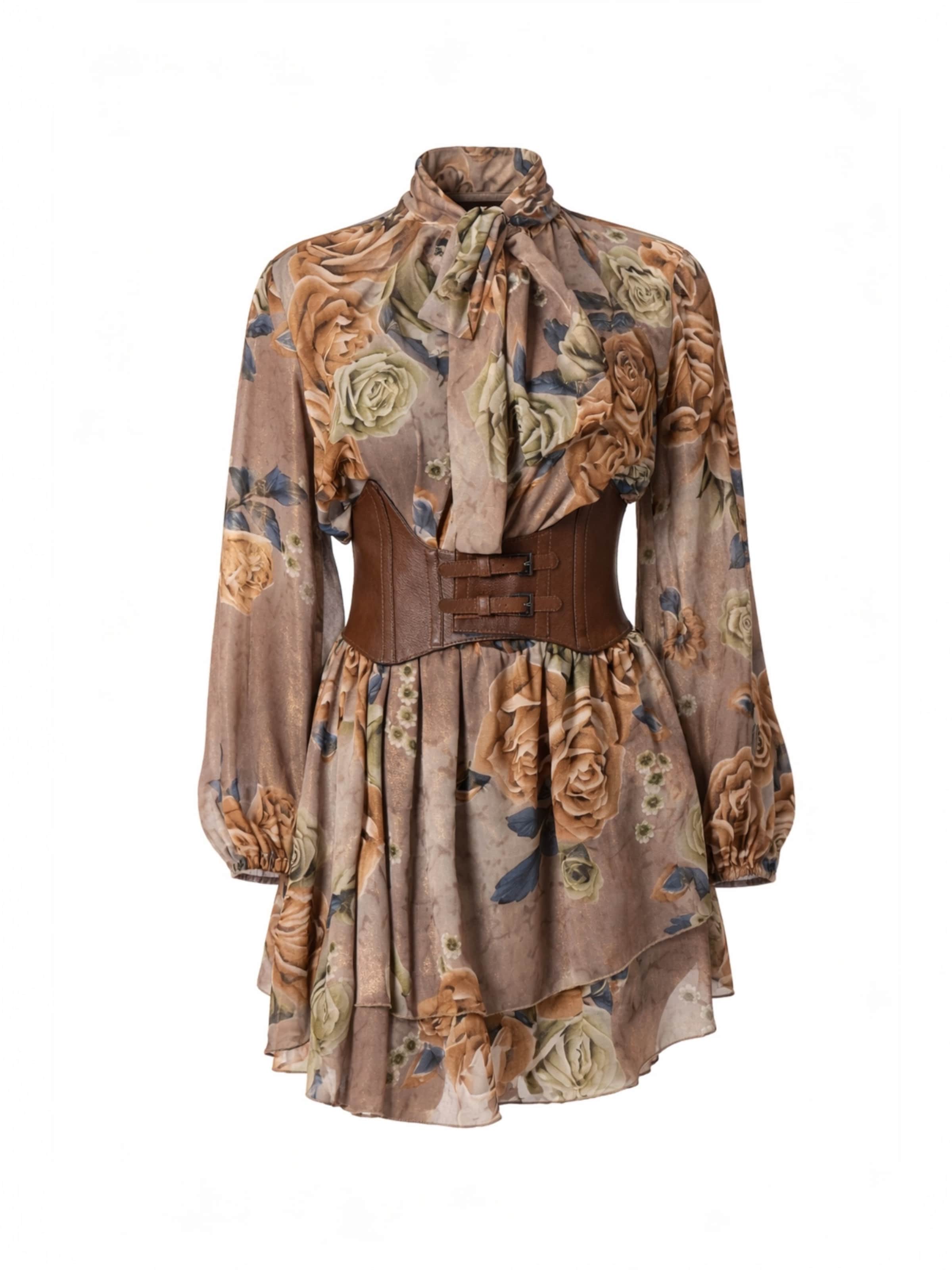 Elena Athanasiadou Cocktail Dress 'Caramel Rose' in Brown: front