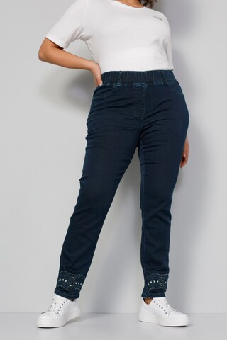 MIAMODA Slim fit Pants in Blue: front