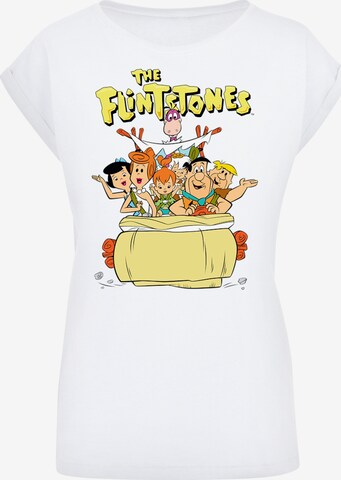 F4NT4STIC Shirt 'Die Familie Feuerstein The Ride' in Wit: voorkant