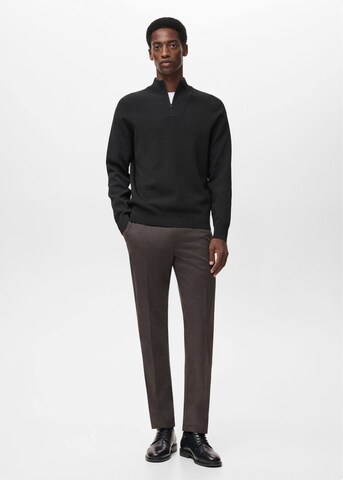 MANGO MAN Slim fit Pleat-Front Pants 'Murlo' in Brown