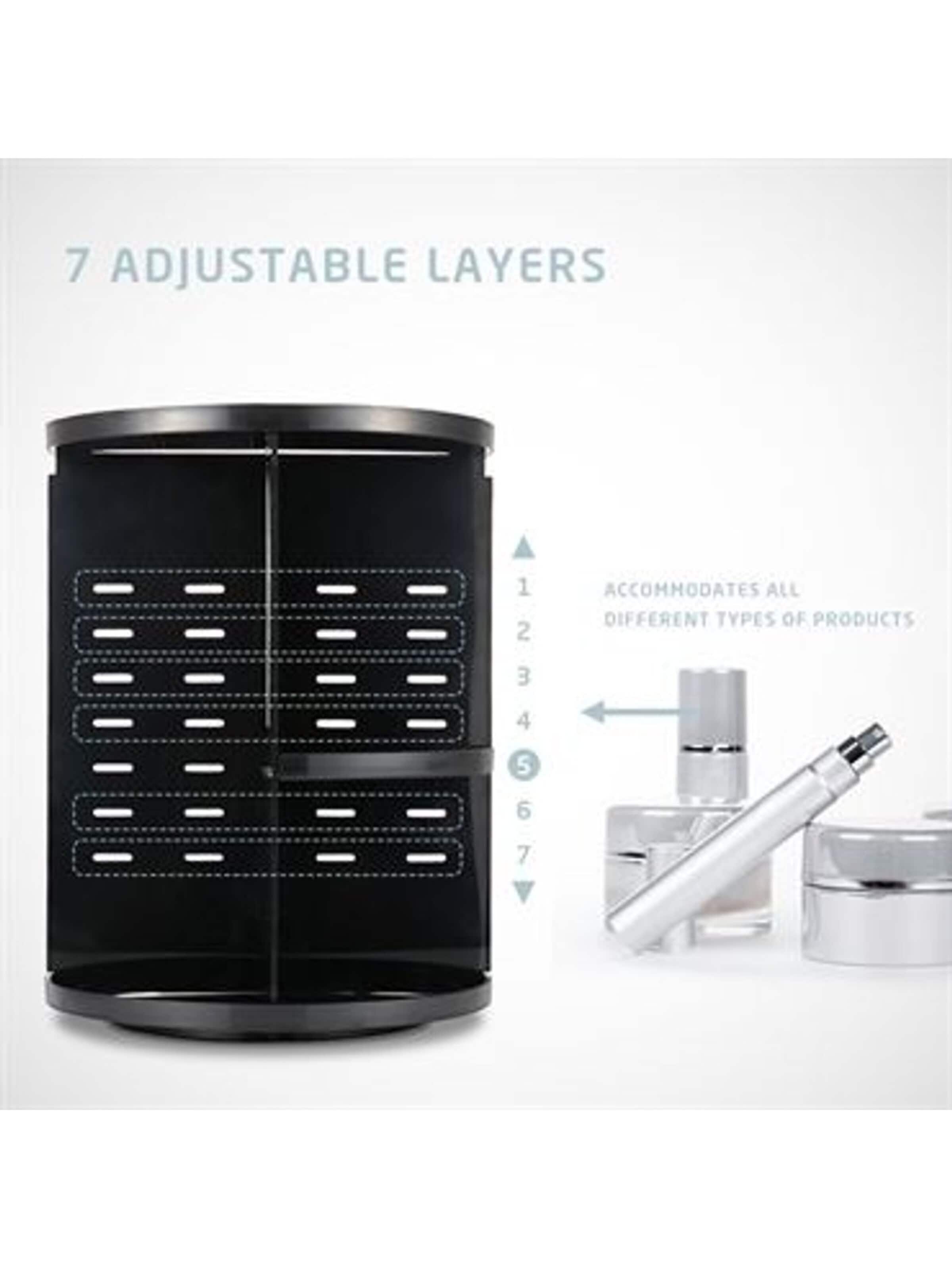 UNIQ Beauty Jewelry storage 'UNIQ 360º Rotating Cosmetic Organiser - Black' in Transparent