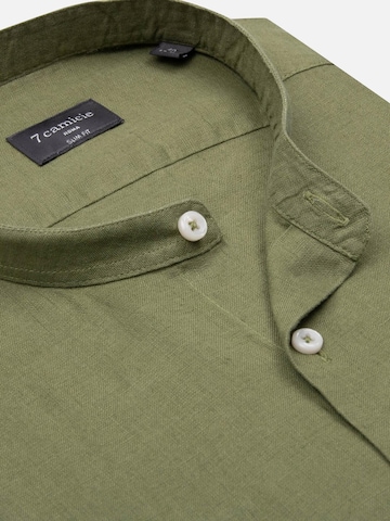 Slim fit Camicia business 'Caravaggio Linen Man Shirt Green' di 7Camicie in verde