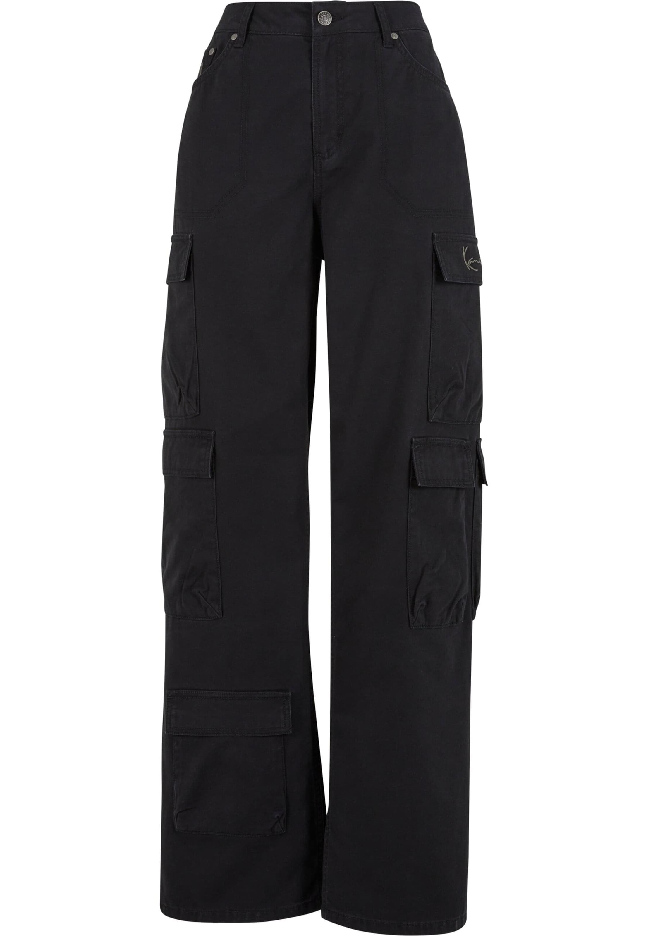 Karl Kani Loose fit Cargo trousers in Black: front