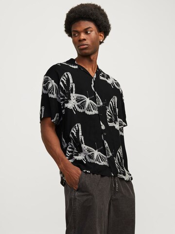 JACK & JONES Comfort fit Button Up Shirt 'Jeff' in Black: front