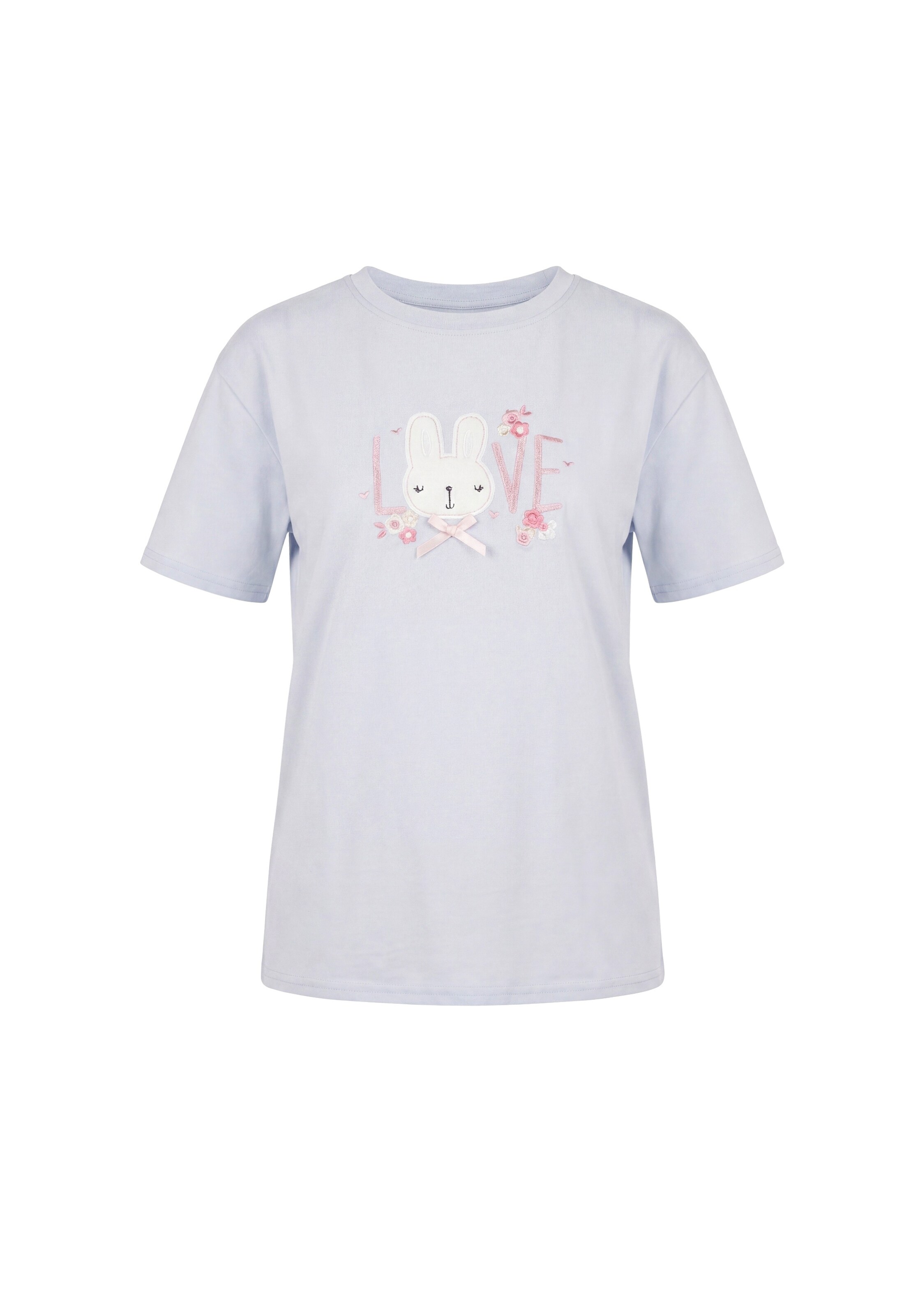 MYMO Shirt 'Pop' in S in de kleur Lichtblauw / Rosa / Wit, Productweergave